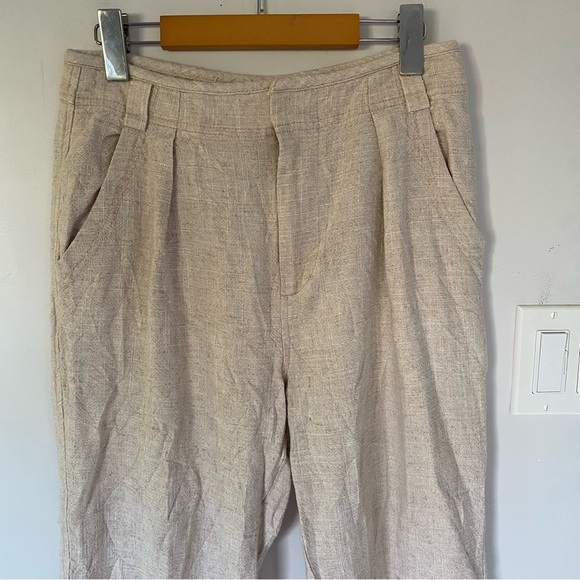 Free People Womens Sand Lyla Linen Wide Leg Trousers Pants Size 4 - Picture 2 of 9